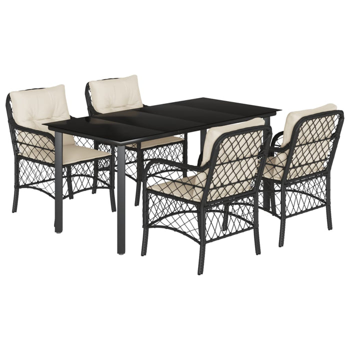 Set mobilier de grădină cu perne, 5 piese, negru, poliratan - WALTI WALTI