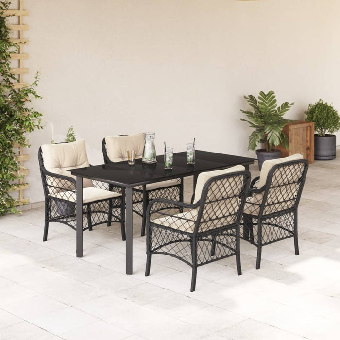 Set mobilier de grădină cu perne, 5 piese, negru, poliratan - WALTI WALTI