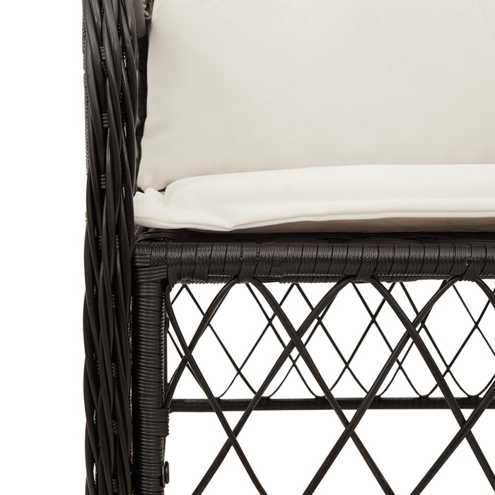 Set mobilier de grădină cu perne, 7 piese, negru, poliratan WALTI