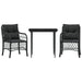Set bistro cu perne, 3 piese, negru, poliratan - WALTI WALTI