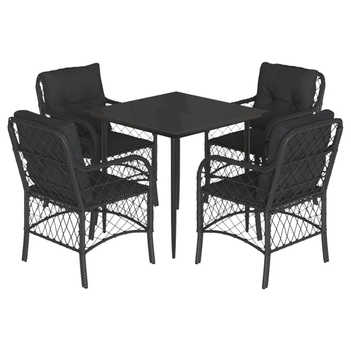Set mobilier de grădină cu perne, 5 piese, negru, poliratan - WALTI WALTI