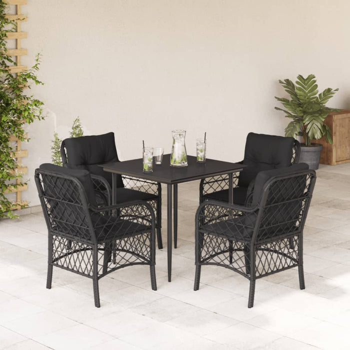 Set mobilier de grădină cu perne, 5 piese, negru, poliratan - WALTI WALTI