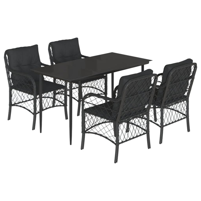 Set mobilier de grădină cu perne, 5 piese, negru, poliratan - WALTI WALTI