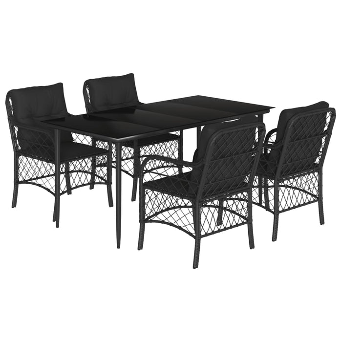 Set mobilier de grădină cu perne, 5 piese, negru, poliratan - WALTI WALTI