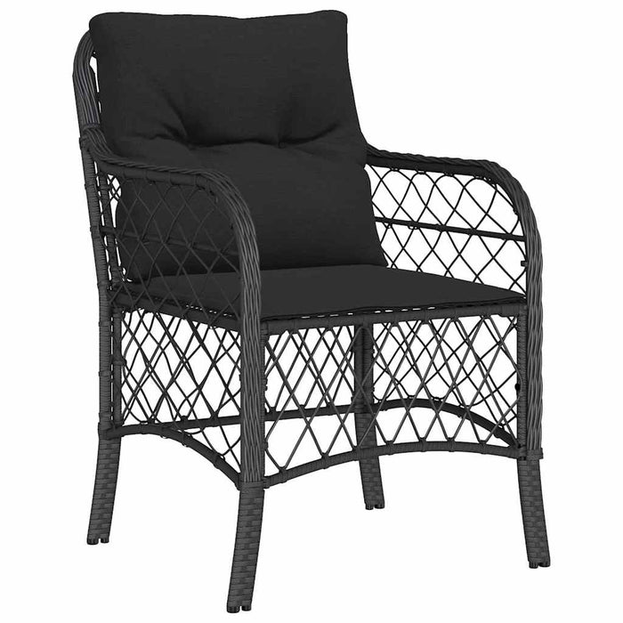 Set mobilier de grădină cu perne, 7 piese, negru, poliratan WALTI