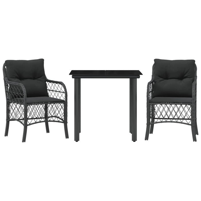 Set bistro cu perne, 3 piese, negru, poliratan - WALTI WALTI