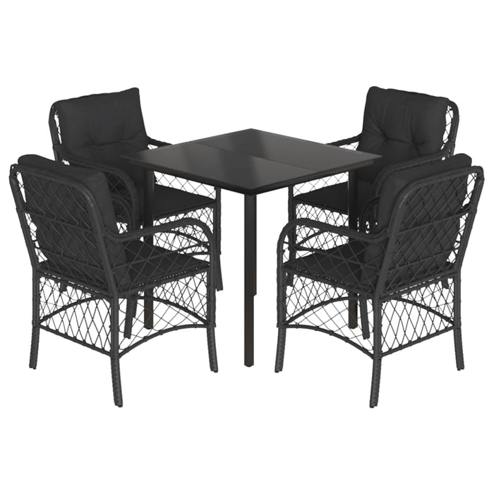Set mobilier de grădină cu perne, 5 piese, negru, poliratan - WALTI WALTI