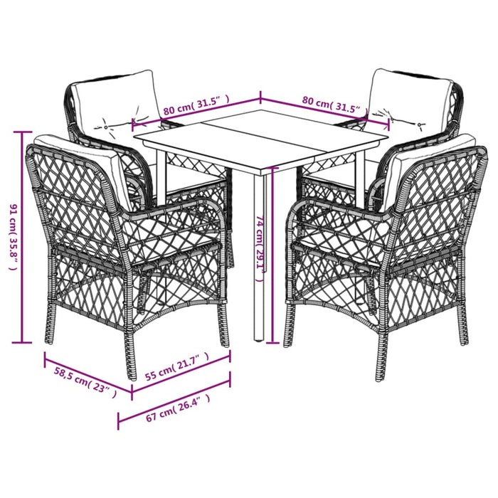 Set mobilier de grădină cu perne, 5 piese, negru, poliratan - WALTI WALTI