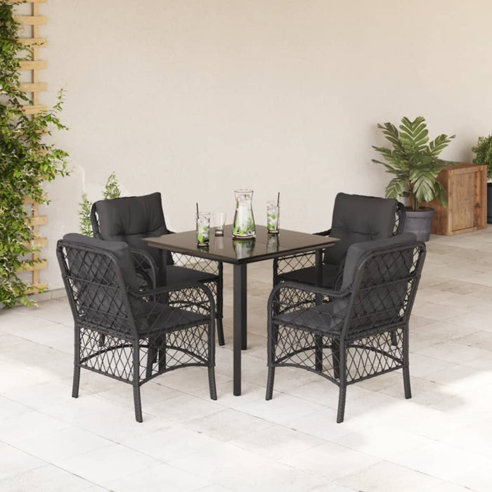 Set mobilier de grădină cu perne, 5 piese, negru, poliratan - WALTI WALTI