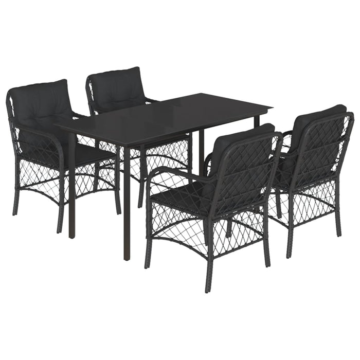 Set mobilier de grădină cu perne, 5 piese, negru, poliratan - WALTI WALTI
