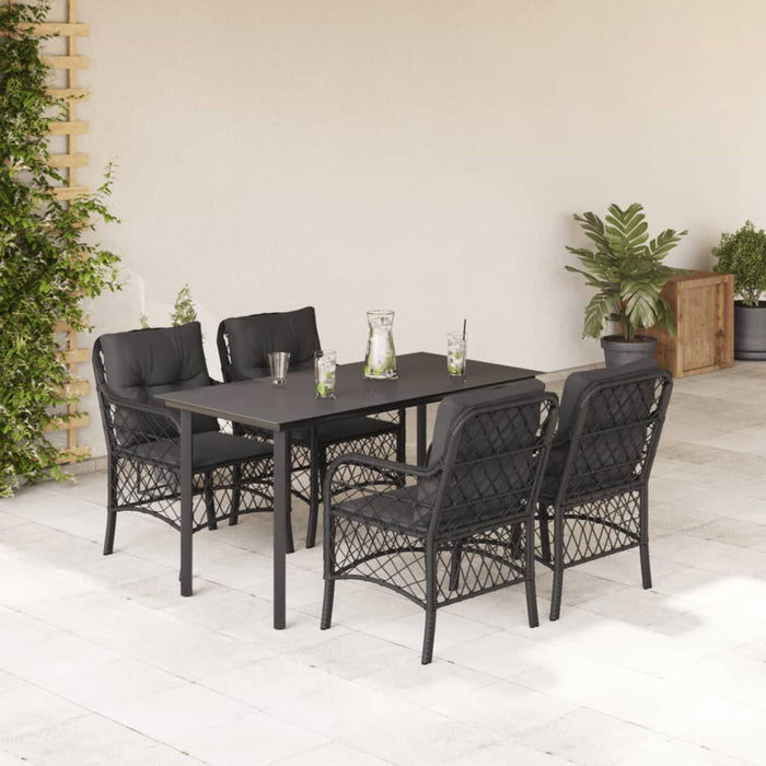 Set mobilier de grădină cu perne, 5 piese, negru, poliratan - WALTI WALTI