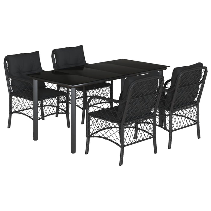 Set mobilier de grădină cu perne, 5 piese, negru, poliratan - WALTI WALTI