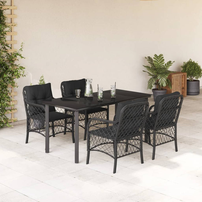 Set mobilier de grădină cu perne, 5 piese, negru, poliratan - WALTI WALTI