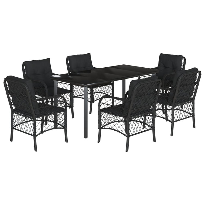 Set mobilier de grădină cu perne, 7 piese, negru, poliratan - WALTI WALTI