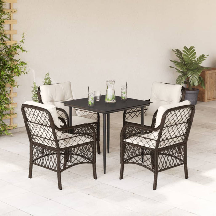 Set mobilier de grădină, 5 piese, cu perne, maro, poliratan - WALTI WALTI