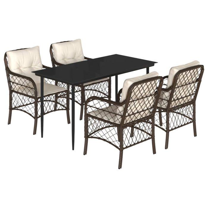 Set mobilier de grădină, 5 piese, cu perne, maro, poliratan - WALTI WALTI