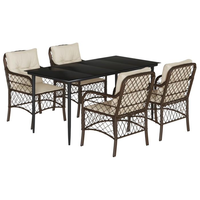 Set mobilier de grădină, 5 piese, cu perne, maro, poliratan - WALTI WALTI