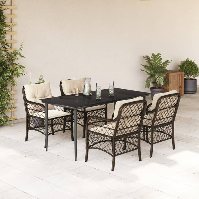 Set mobilier de grădină, 5 piese, cu perne, maro, poliratan - WALTI WALTI