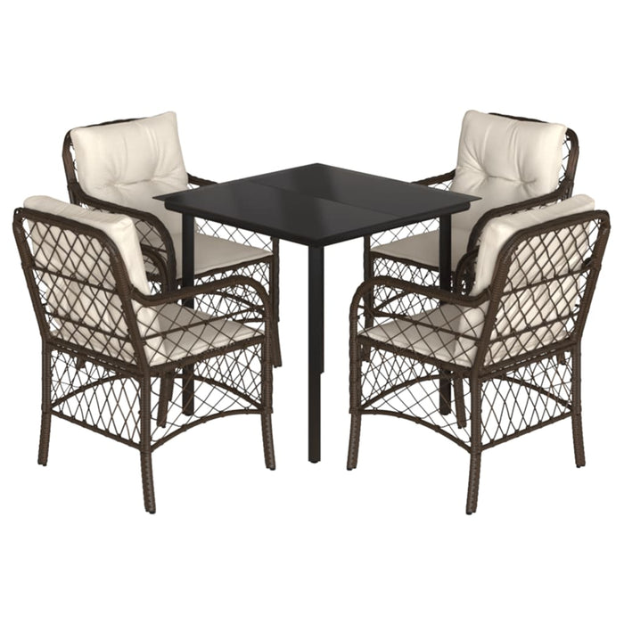 Set mobilier de grădină, 5 piese, cu perne, maro, poliratan - WALTI WALTI