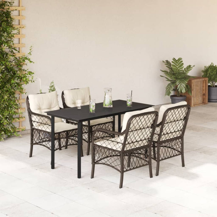 Set mobilier de grădină, 5 piese, cu perne, maro, poliratan - WALTI WALTI