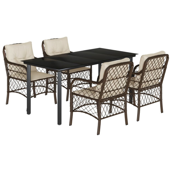 Set mobilier de grădină, 5 piese, cu perne, maro, poliratan - WALTI WALTI