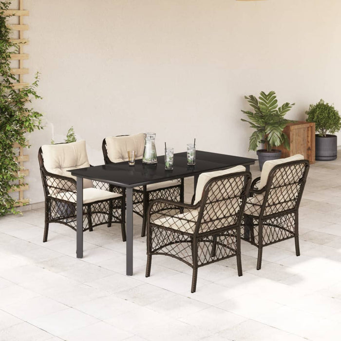 Set mobilier de grădină, 5 piese, cu perne, maro, poliratan - WALTI WALTI