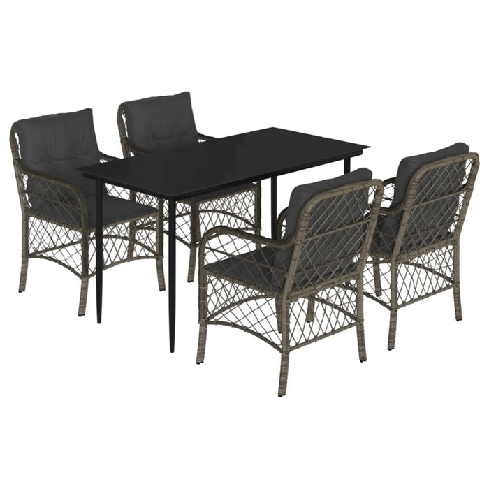 Set mobilier de grădină cu perne, 5 piese, gri, poliratan WALTI