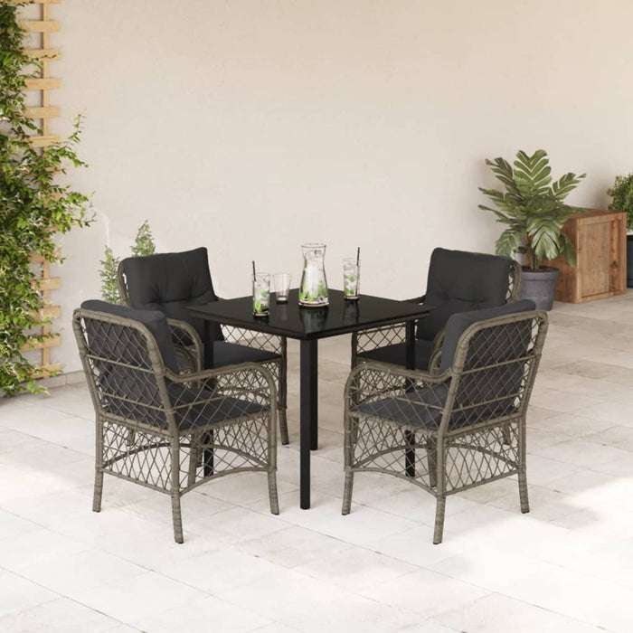 Set mobilier de grădină cu perne, 5 piese, gri, poliratan - WALTI WALTI