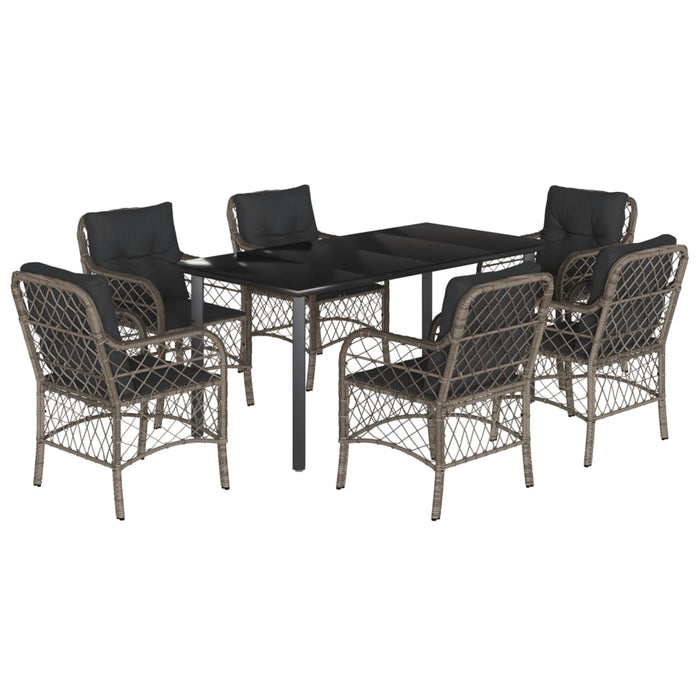 Set mobilier de grădină cu perne, 7 piese, gri, poliratan - WALTI WALTI