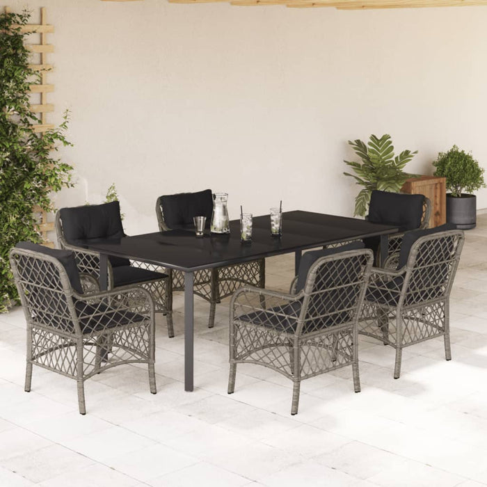 Set mobilier de grădină cu perne, 7 piese, gri, poliratan - WALTI WALTI