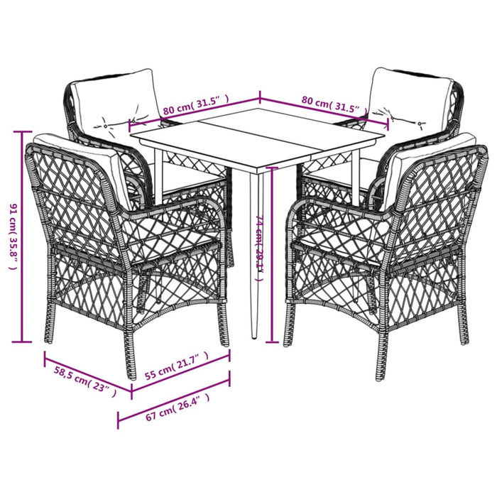 Set mobilier de grădină cu perne, 5 piese, bej, poliratan - WALTI WALTI