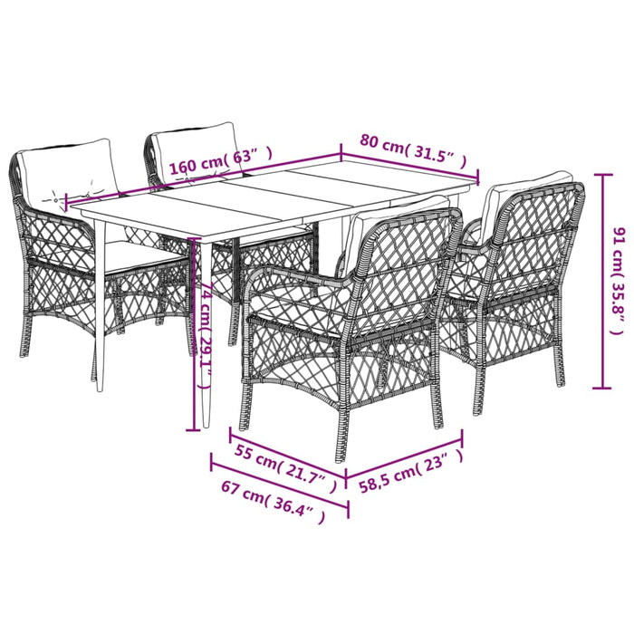 Set mobilier de grădină cu perne, 5 piese, bej, poliratan - WALTI WALTI