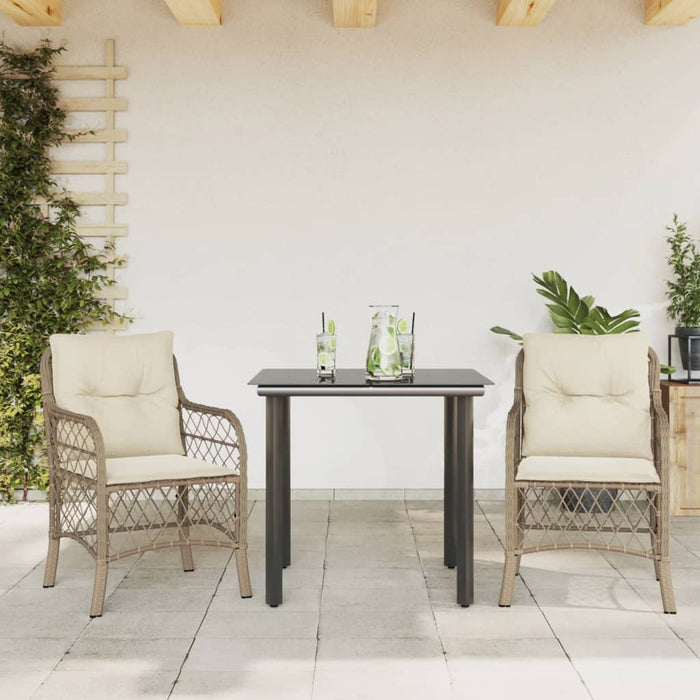 Set bistro cu perne, 3 piese, bej, poliratan - WALTI WALTI