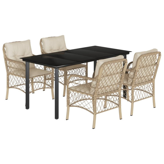 Set mobilier de grădină cu perne, 5 piese, bej, poliratan - WALTI WALTI