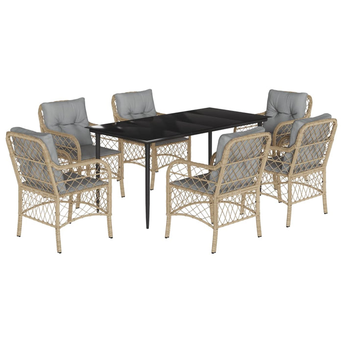 Set mobilier pentru grădină, 7 piese, cu perne, bej, poliratan WALTI