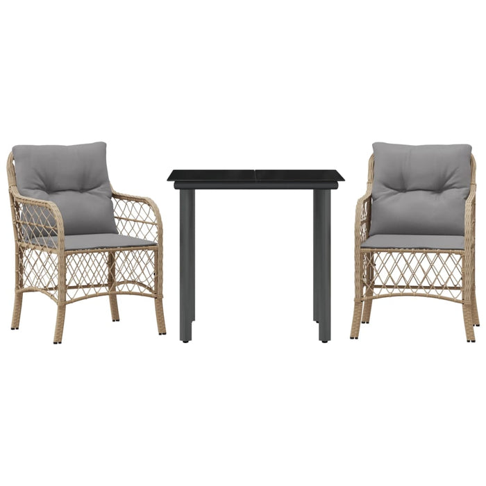 Set bistro cu perne, 3 piese, bej combinat, poliratan - WALTI WALTI