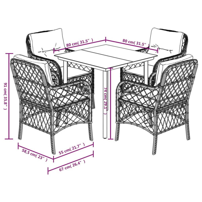 Set mobilier pentru grădină, 5 piese, cu perne, bej, poliratan - WALTI WALTI