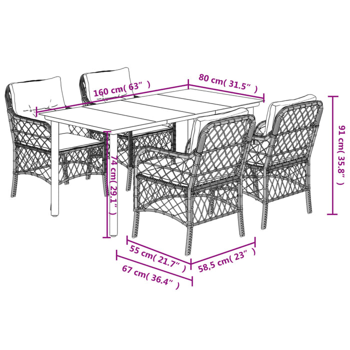 Set mobilier pentru grădină, 5 piese, cu perne, bej, poliratan - WALTI WALTI