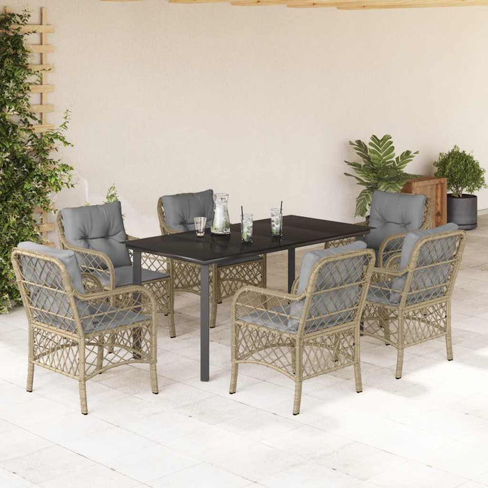 Set mobilier pentru grădină, 7 piese, cu perne, bej, poliratan WALTI