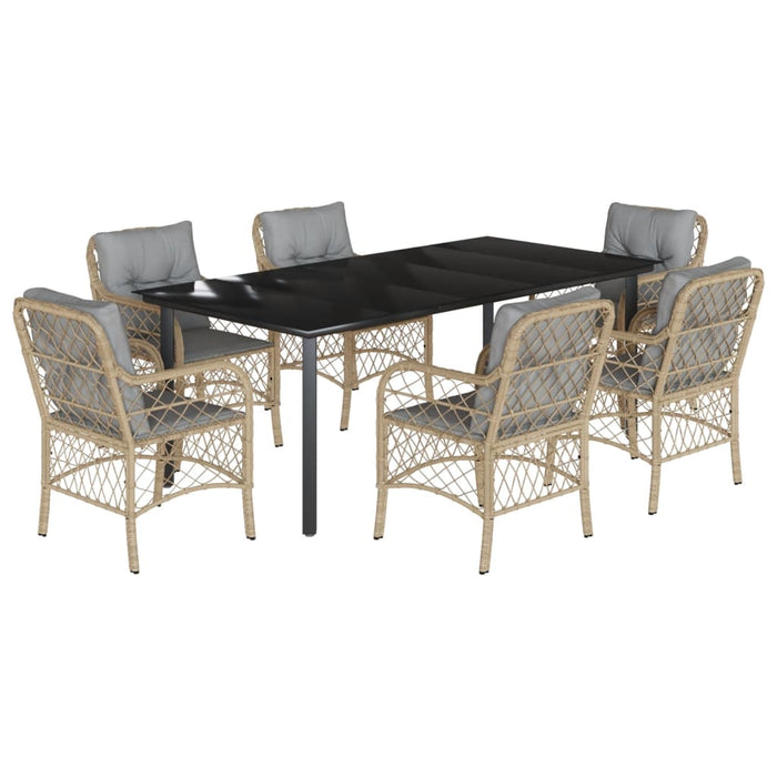 Set mobilier pentru grădină, 7 piese, cu perne, bej, poliratan WALTI