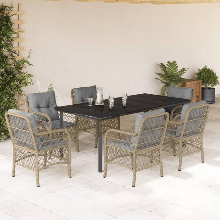 Set mobilier pentru grădină, 7 piese, cu perne, bej, poliratan WALTI