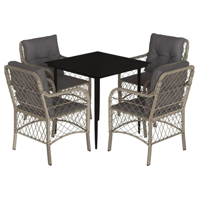 Set mobilier de grădină cu perne, 5 piese gri deschis poliratan - WALTI WALTI