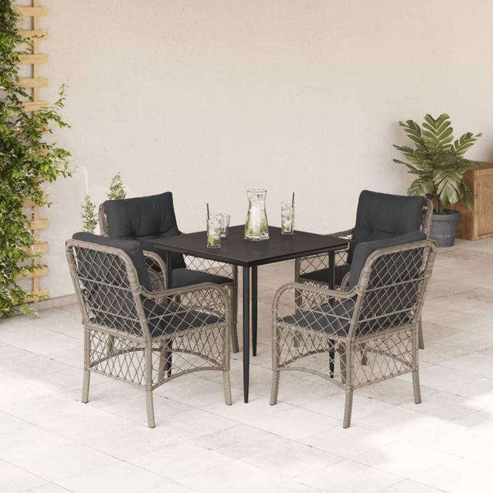 Set mobilier de grădină cu perne, 5 piese gri deschis poliratan - WALTI WALTI