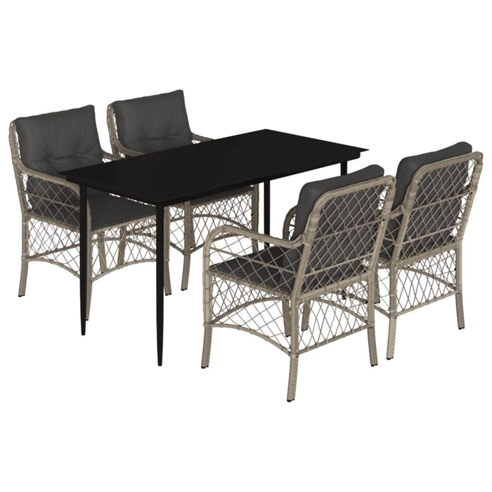 Set mobilier de grădină cu perne, 5 piese gri deschis poliratan - WALTI WALTI