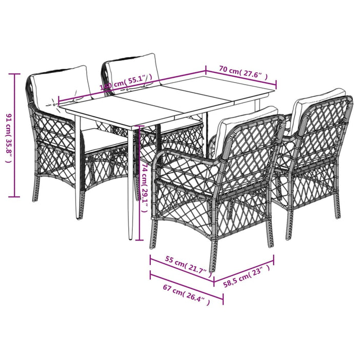 Set mobilier de grădină cu perne, 5 piese gri deschis poliratan - WALTI WALTI