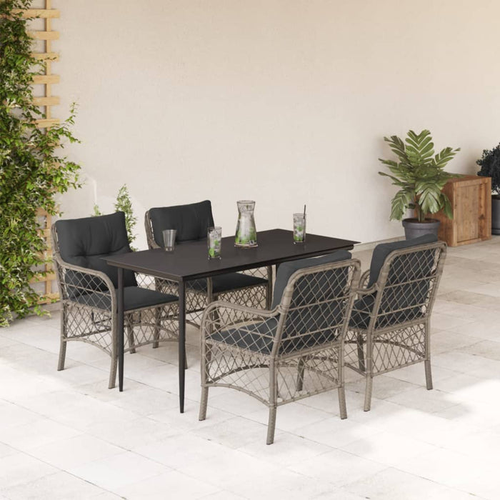 Set mobilier de grădină cu perne, 5 piese gri deschis poliratan - WALTI WALTI