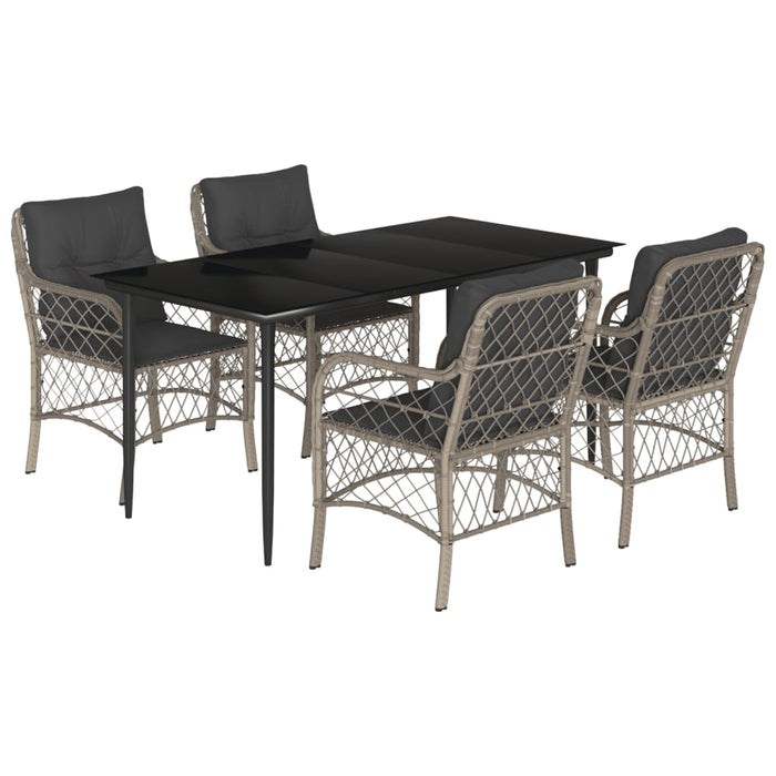 Set mobilier de grădină cu perne, 5 piese gri deschis poliratan - WALTI WALTI