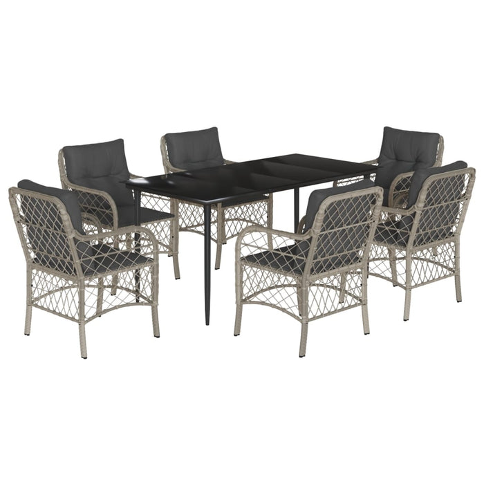 Set mobilier de grădină cu perne, 7 piese gri deschis poliratan WALTI