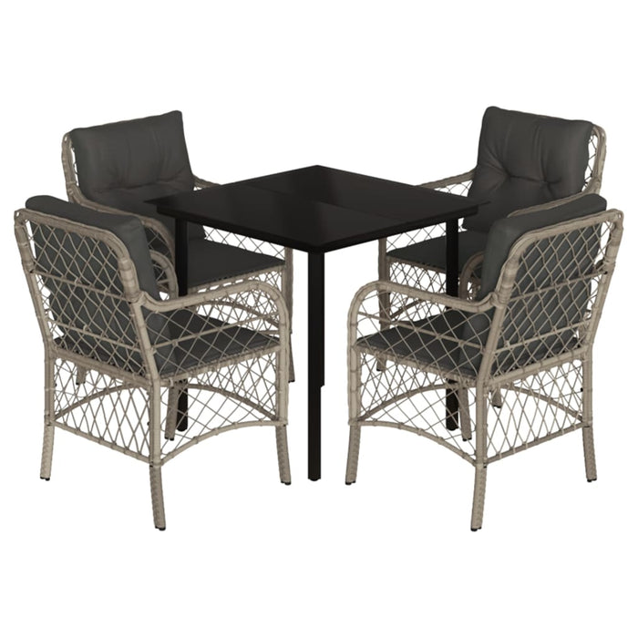 Set mobilier de grădină cu perne, 5 piese gri deschis poliratan - WALTI WALTI