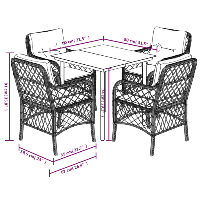 Set mobilier de grădină cu perne, 5 piese gri deschis poliratan - WALTI WALTI